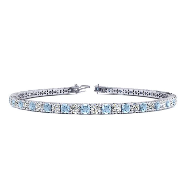 2 1/4 Carat Aquamarine & Diamond Tennis Bracelet in 14K White Gold (8 g), 6 Inches,  by SuperJeweler