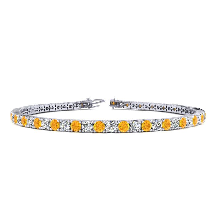 2.5 Carat Citrine & Diamond Tennis Bracelet in 14K White Gold (8 g), 6 Inches,  by SuperJeweler