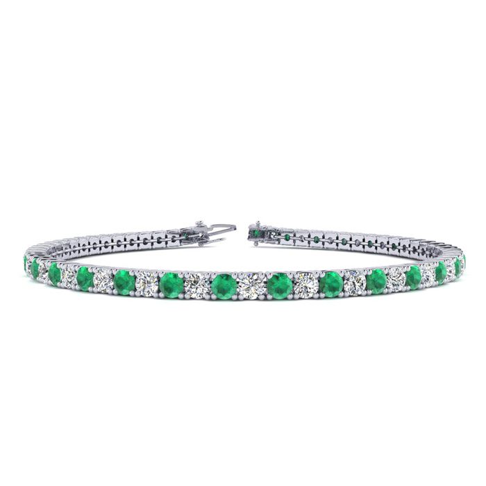 2 3/4 Carat Emerald Cut & Diamond Tennis Bracelet in 14K White Gold (8 g), 6 Inches,  by SuperJeweler