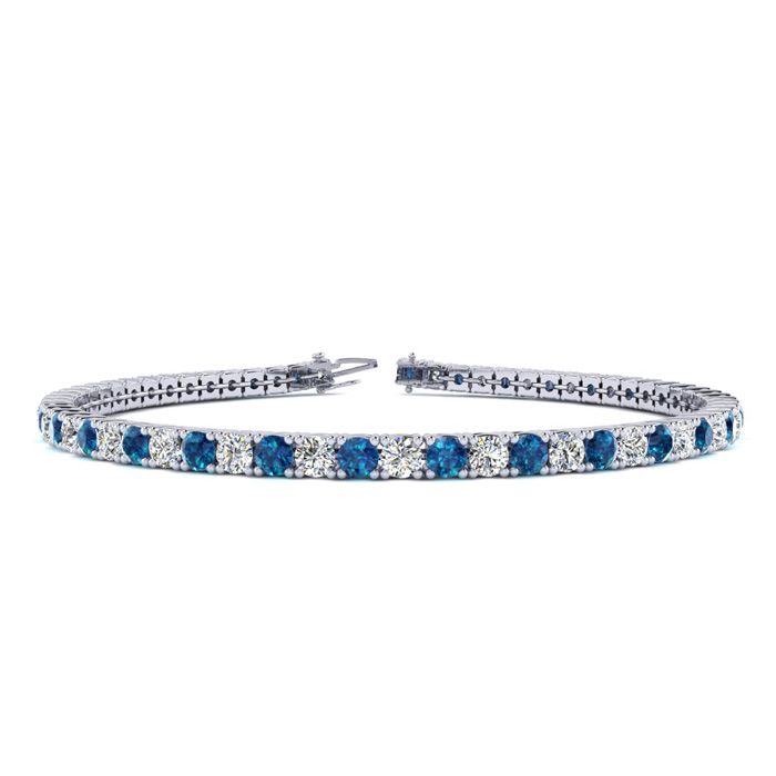 2 1/4 Carat Blue & White Diamond Tennis Bracelet in 14K White Gold (8 g), 6 Inches,  by SuperJeweler