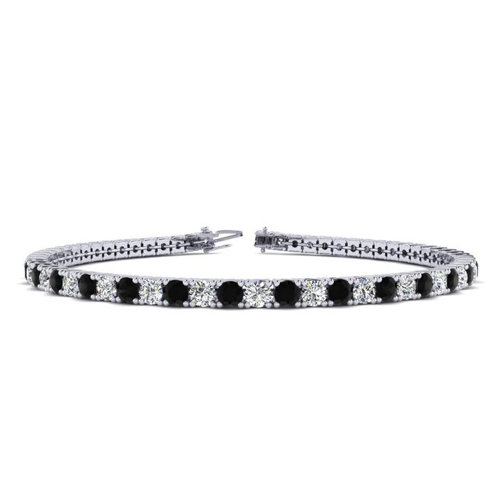 2 1/4 Carat Black & White Diamond Tennis Bracelet in 14K White Gold (8 g), 6 Inches,  by SuperJeweler