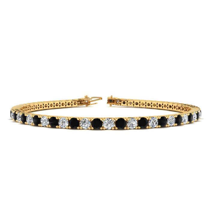 2 1/4 Carat Black & White Diamond Tennis Bracelet in 14K Yellow Gold (8 g), 6 Inches,  by SuperJeweler