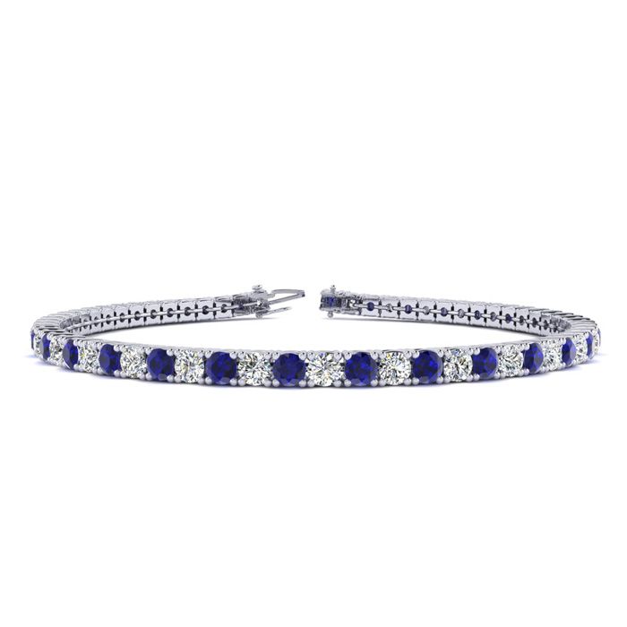 2 3/4 Carat Sapphire & Diamond Tennis Bracelet in 14K White Gold (8 g), 6 Inches,  by SuperJeweler