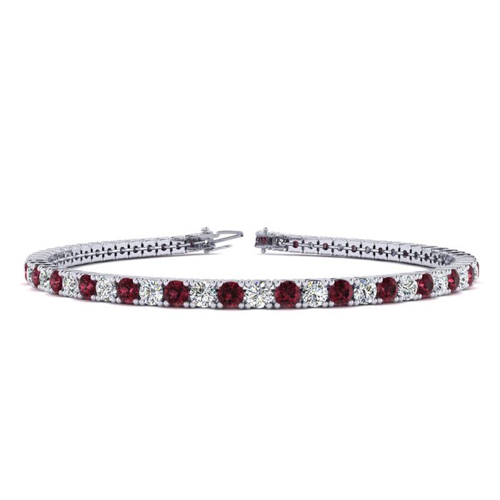 2.5 Carat Garnet & Diamond Tennis Bracelet in 14K White Gold (8 g), 6 Inches,  by SuperJeweler