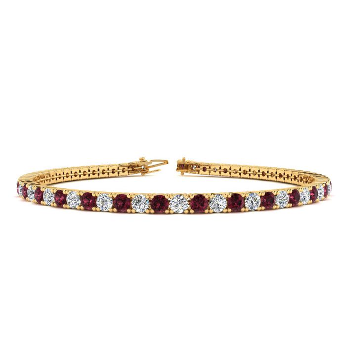 2.5 Carat Garnet & Diamond Tennis Bracelet in 14K Yellow Gold (8 g), 6 Inches,  by SuperJeweler