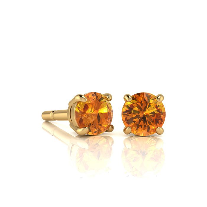 1/2 Carat Round Shape Citrine Stud Earrings in 14K Yellow Gold Over Sterling Silver by SuperJeweler