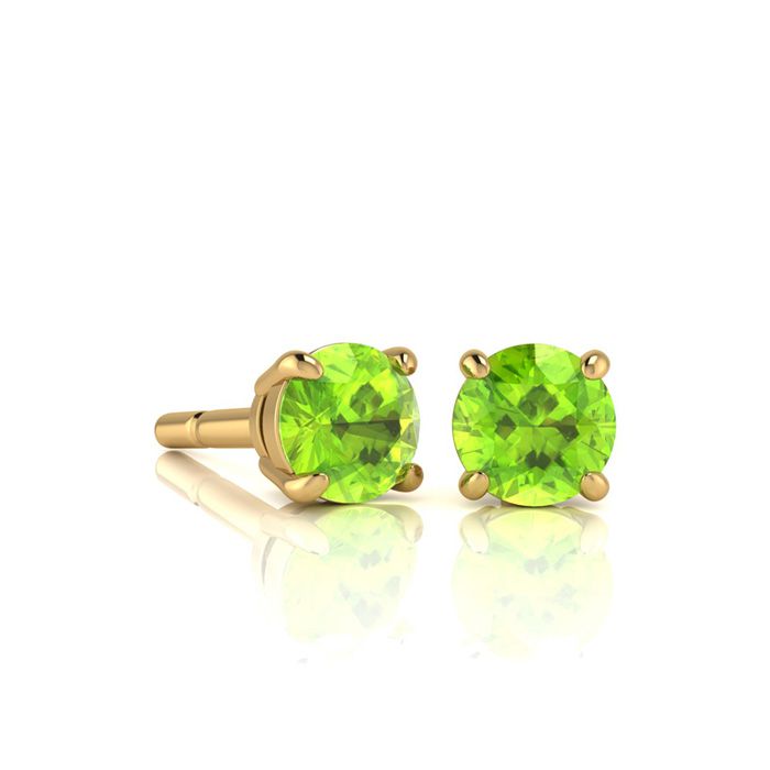 1/2 Carat Round Shape Peridot Stud Earrings In 14K Yellow Gold Over Sterling Silver By SuperJeweler