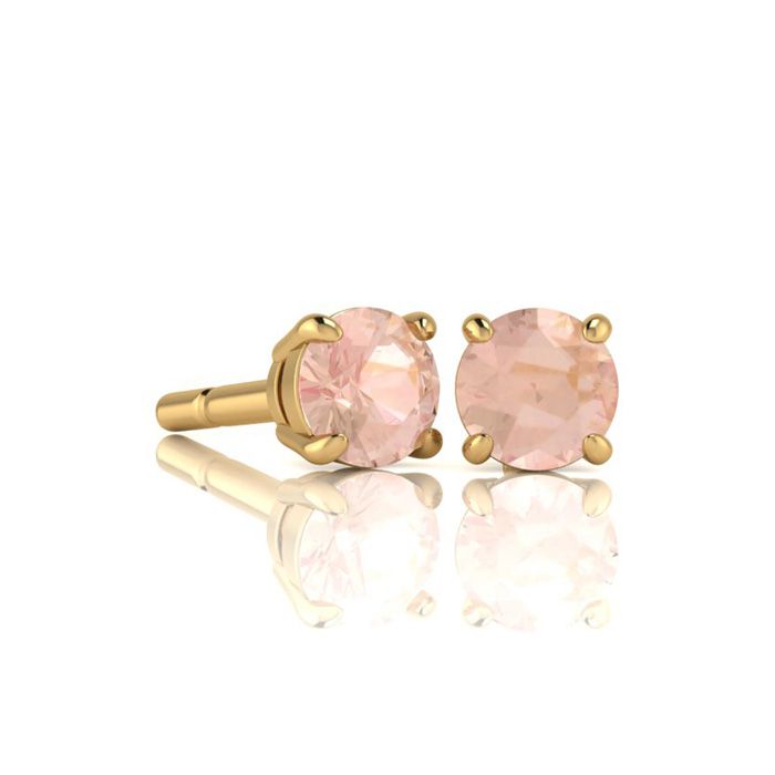 1/2 Carat Round Shape Morganite Stud Earrings in 14K Yellow Gold Over Sterling Silver by SuperJeweler