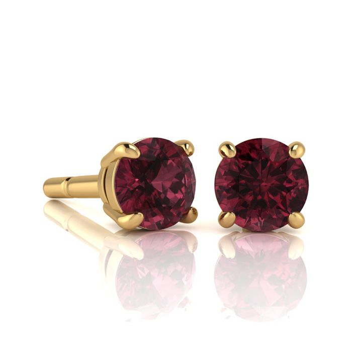 1.5 Carat Round Shape Garnet Stud Earrings in 14K Yellow Gold Over Sterling Silver by SuperJeweler