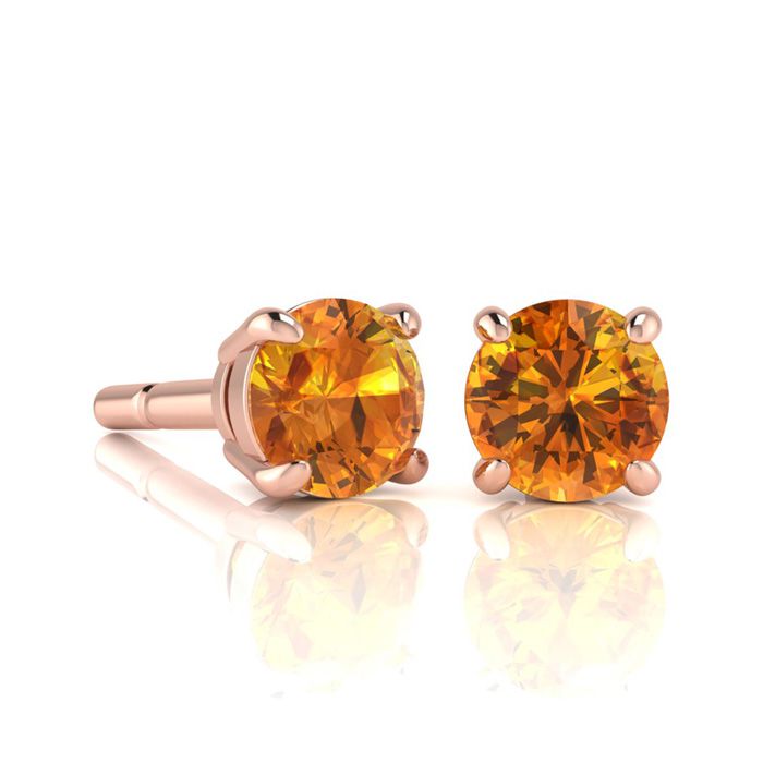 1 Carat Round Shape Citrine Stud Earrings in 14K Rose Gold Over Sterling Silver by SuperJeweler