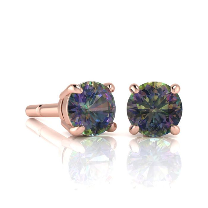 1 3/4 Carat Round Shape Mystic Topaz Stud Earrings in 14K Rose Gold Over Sterling Silver by SuperJeweler