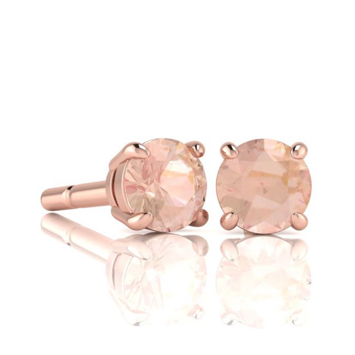 1 Carat Round Shape Morganite Stud Earrings in 14K Rose Gold Over Sterling Silver by SuperJeweler