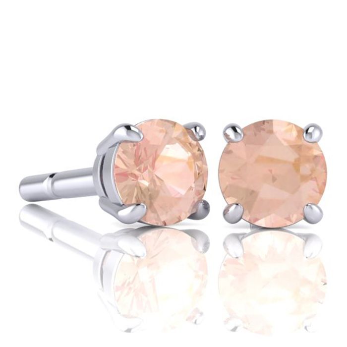 1 3/4 Carat Round Shape Morganite Stud Earrings in Sterling Silver by SuperJeweler