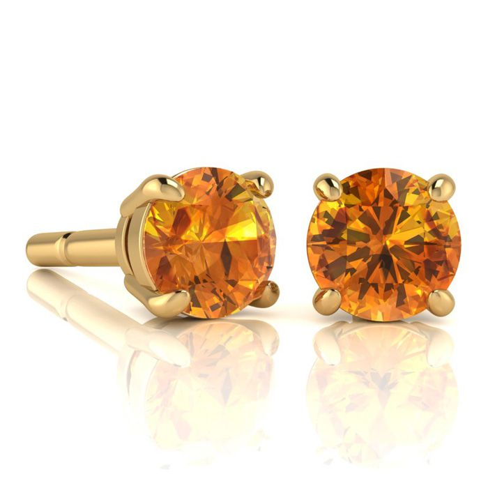 2 Carat Round Shape Citrine Stud Earrings in 14K Yellow Gold Over Sterling Silver by SuperJeweler