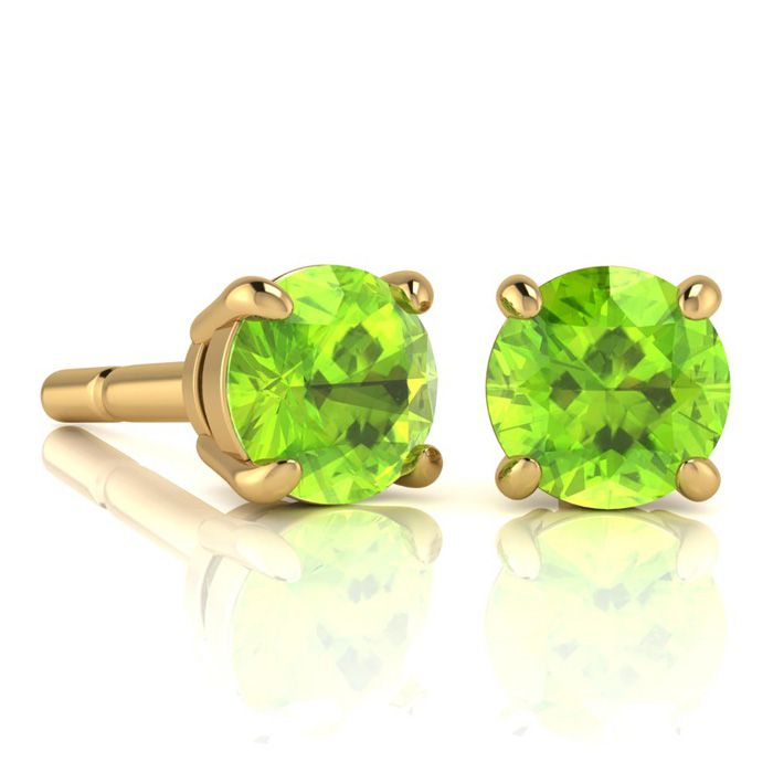 2 1/4 Carat Round Shape Peridot Stud Earrings in 14K Yellow Gold Over Sterling Silver by SuperJeweler