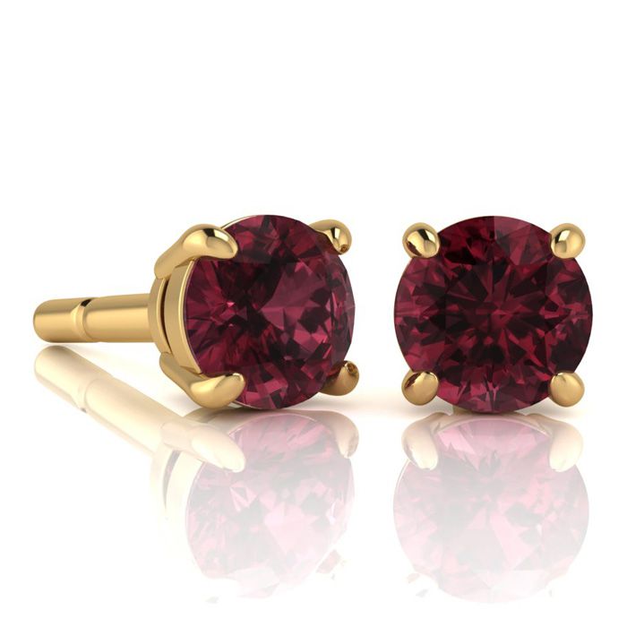 2.5 Carat Round Shape Garnet Stud Earrings in 14K Yellow Gold Over Sterling Silver by SuperJeweler