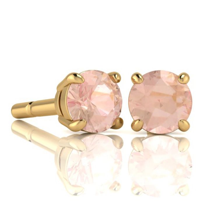 1 3/4 Carat Round Shape Morganite Stud Earrings in 14K Yellow Gold Over Sterling Silver by SuperJeweler