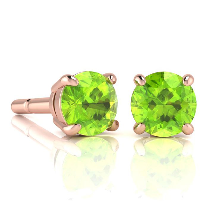 2 1/4 Carat Round Shape Peridot Stud Earrings in 14K Rose Gold Over Sterling Silver by SuperJeweler