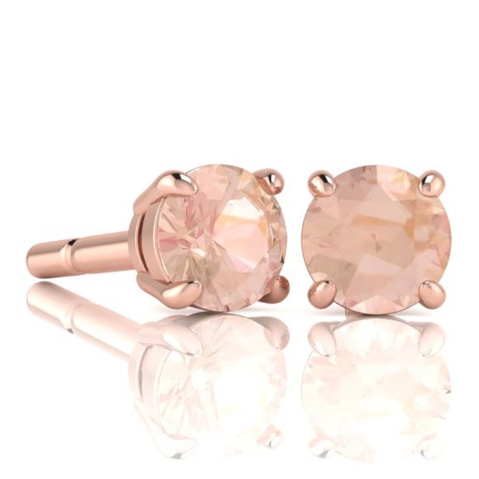 1-3/4 Carat Round Shape Morganite Earrings Studs In 14K Rose Gold Over Sterling Silver By SuperJeweler