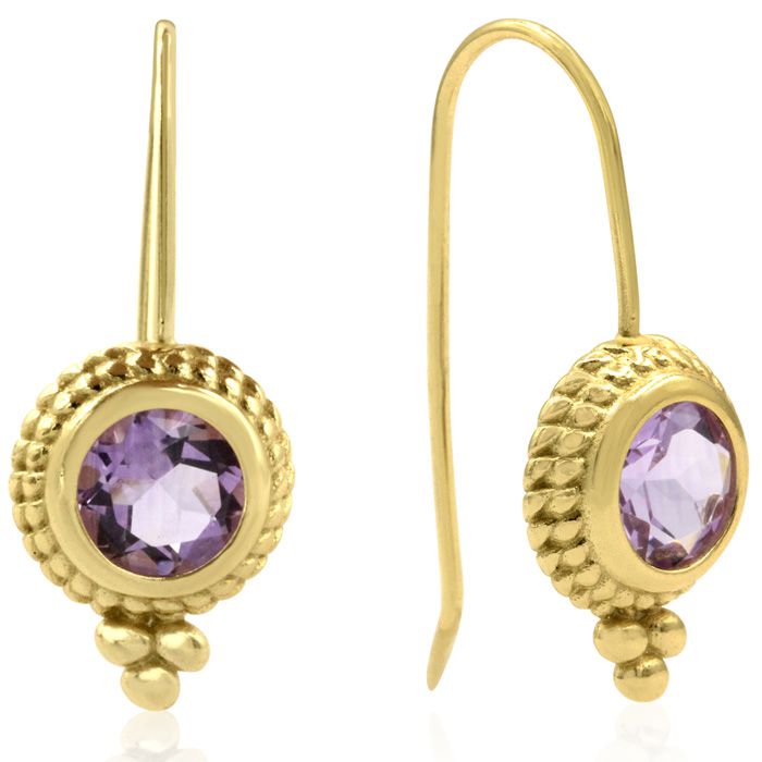 2 Carat Amethyst Dangle Earrings w/ Rope Detail in 14K Yellow Gold (2 g) Over Sterling Silver by SuperJeweler