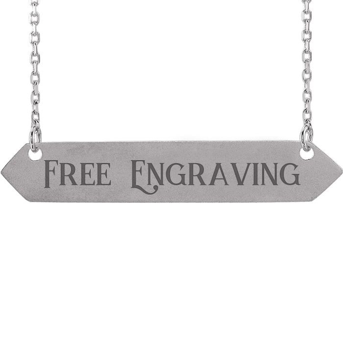 14K White Gold (3.1 g) Geometric Bar Necklace w/ Free Custom Engraving, 16 Inches by SuperJeweler