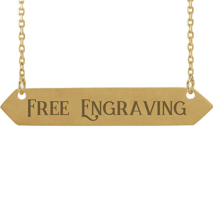 14K Yellow Gold (3.1 g) Geometric Bar Necklace w/ Free Custom Engraving, 16 Inches by SuperJeweler