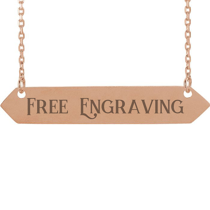 14K Rose Gold (3.1 g) Geometric Bar Necklace w/ Free Custom Engraving, 16 Inches by SuperJeweler