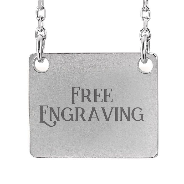 14K White Gold (2.5 g) Square Necklace w/ Free Custom Engraving, 16 Inches by SuperJeweler