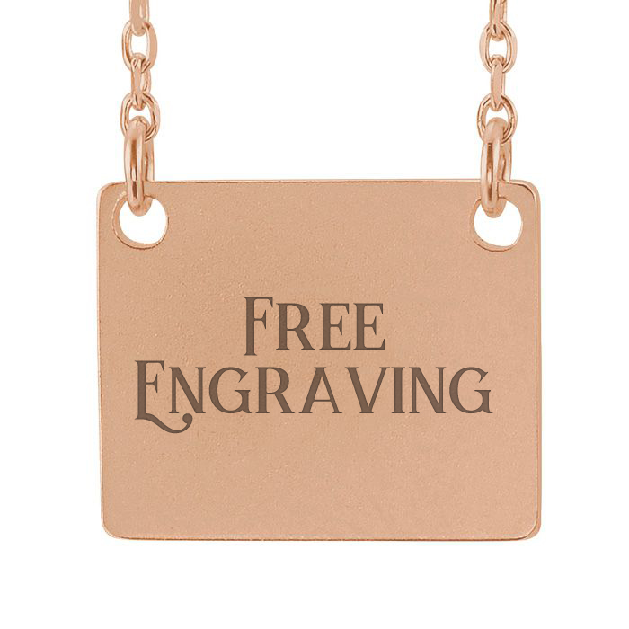 14K Rose Gold (2.5 g) Square Necklace w/ Free Custom Engraving, 16 Inches by SuperJeweler