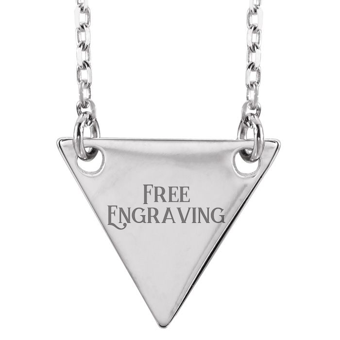 14K White Gold (2 g) Triangle Necklace w/ Free Custom Engraving, 16 Inches by SuperJeweler