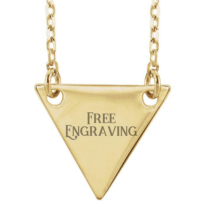 14K Yellow Gold (2 g) Triangle Necklace w/ Free Custom Engraving, 16 Inches by SuperJeweler