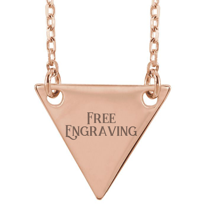 14K Rose Gold (2 g) Triangle Necklace w/ Free Custom Engraving, 16 Inches by SuperJeweler