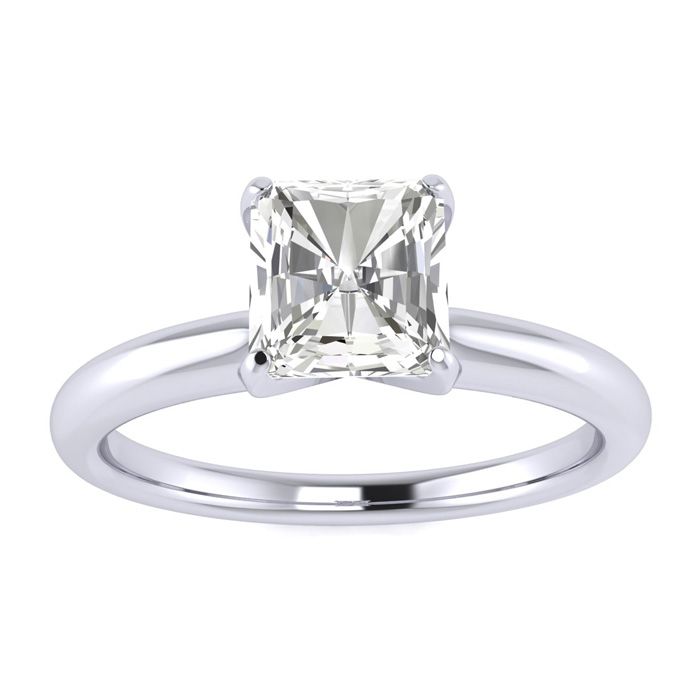 3/4 Carat Radiant Cut Diamond Solitaire Engagement Ring In 14K White Gold, I/J By SuperJeweler