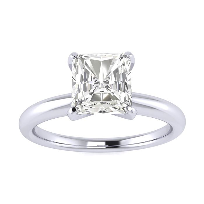 1 Carat Radiant Cut Diamond Solitaire Engagement Ring in 14K White Gold, , Size 4 by SuperJeweler