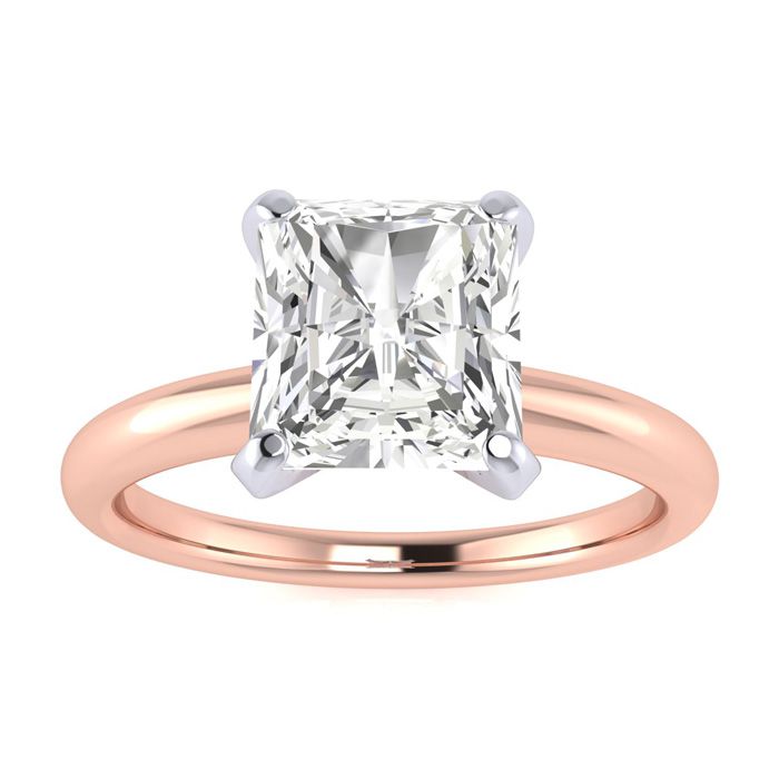 1.5 Carat Radiant Cut Diamond Solitaire Engagement Ring in 14K Rose Gold
