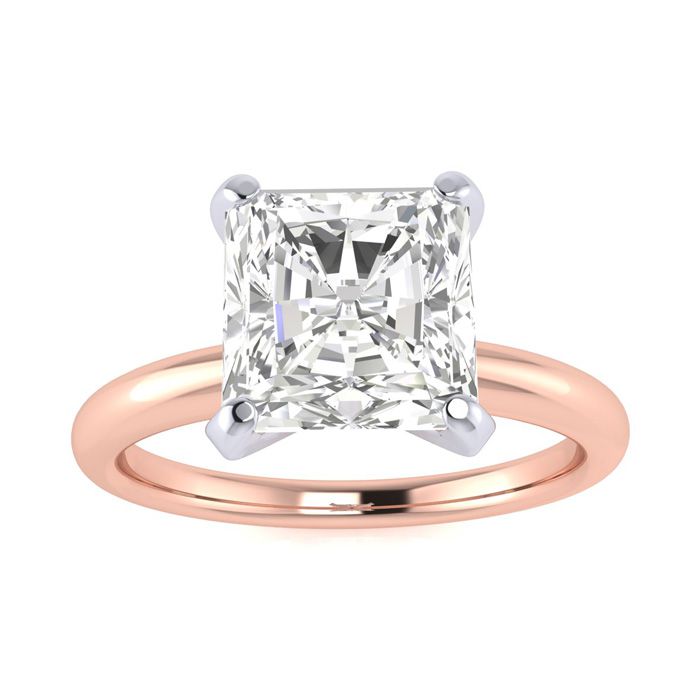 2 Carat Radiant Cut Diamond Solitaire Engagement Ring in 14K Rose Gold  Size 4 by SuperJeweler