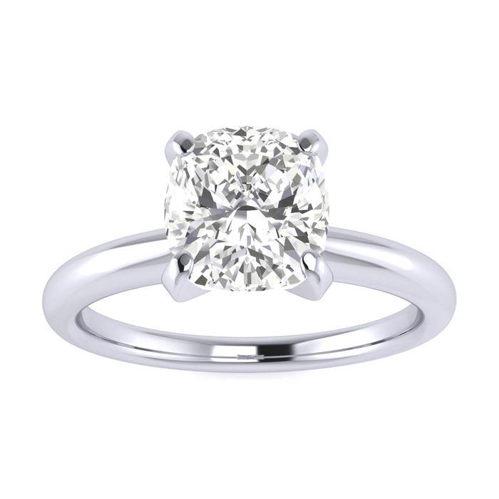 1.5 Carat Cushion Cut Diamond Solitaire Engagement Ring in 14K White Gold (  I1-I2 Clarity Enhanced)  Size 7.5 by SuperJeweler