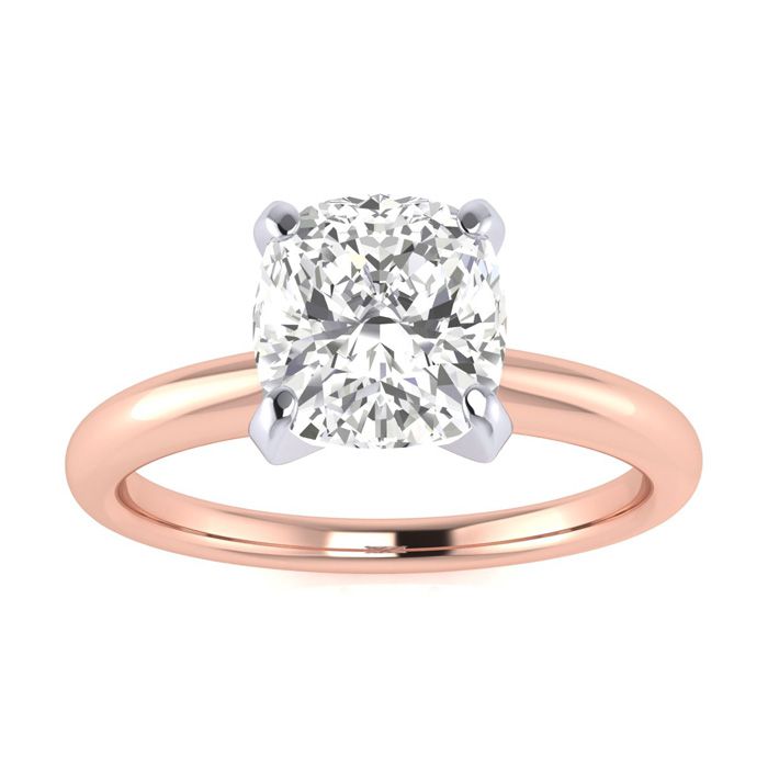 1.5 Carat Cushion Cut Diamond Solitaire Engagement Ring in 14K Rose Gold (  I1-I2 Clarity Enhanced)  Size 7.5 by SuperJeweler