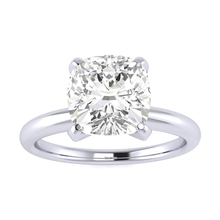 2 Carat Cushion Cut Diamond Solitaire Engagement Ring in 14K Whit