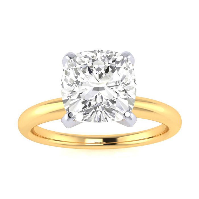 2 Carat Cushion Cut Diamond Solitaire Engagement Ring in 14K Yellow Gold (  I1-I2 Clarity Enhanced)  Size 4.5 by SuperJeweler