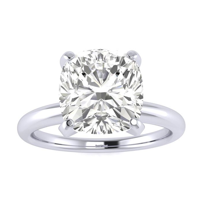 2.5 Carat Cushion Cut Diamond Solitaire Engagement Ring in 14K White Gold (  I1-I2 Clarity Enhanced)  Size 8.5 by SuperJeweler