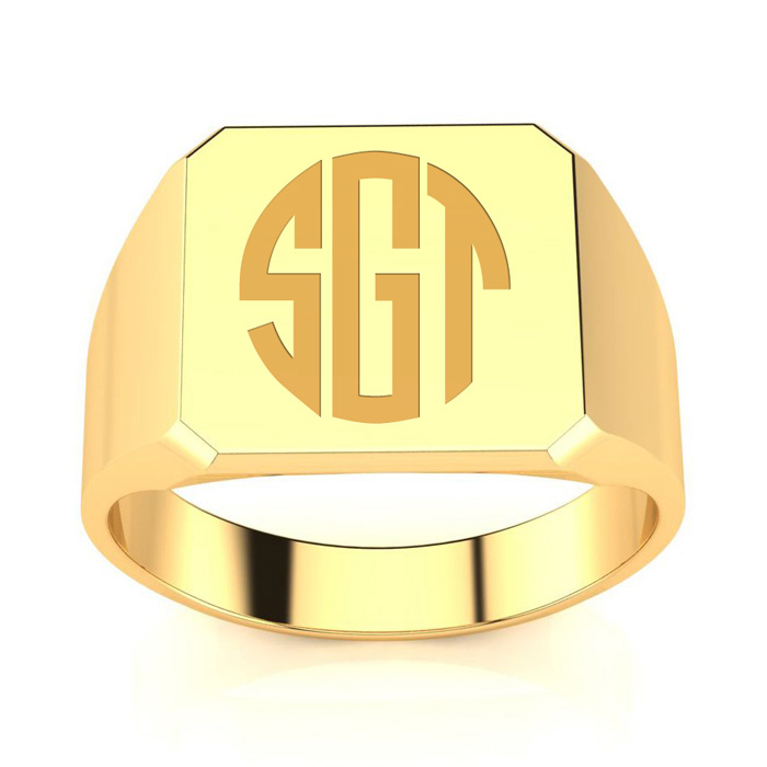 14K Yellow Gold Men's Octagon 5.6 Gram Signet Ring w/ Free Custom Engraving, Size 7 by SuperJeweler