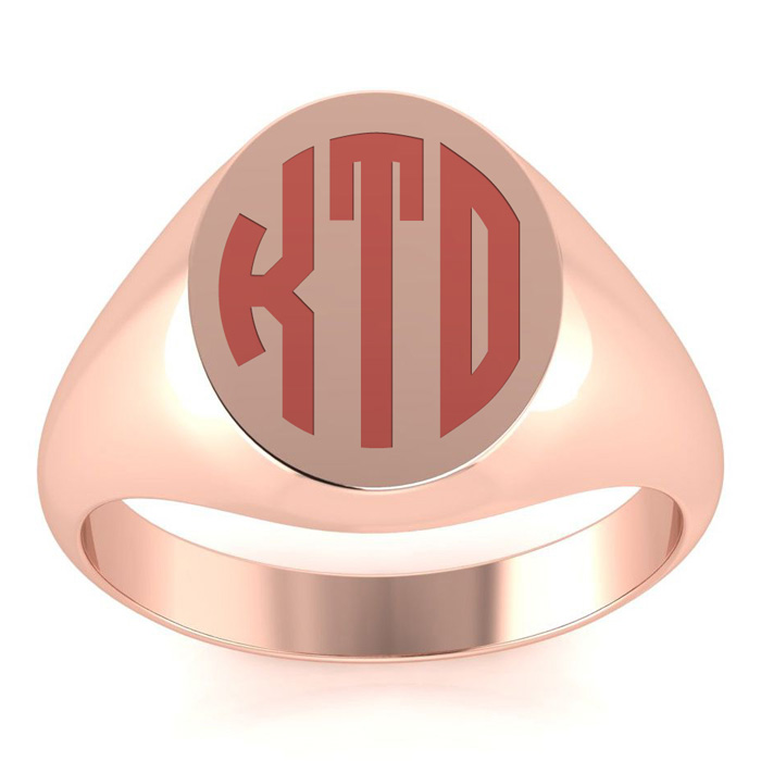 14K Rose Gold (7.9 g) Men's Oval Signet Ring w/ Free Custom Engraving, Size 7 by SuperJeweler