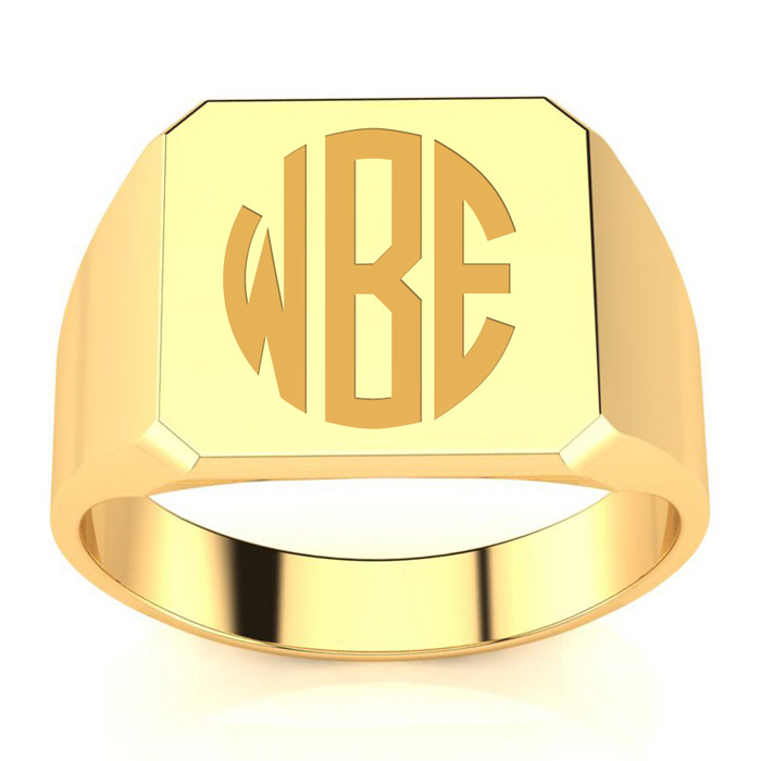14K Yellow Gold Men's Octagon 4 Gram Signet Ring w/ Free Custom Engraving, Size 7 by SuperJeweler