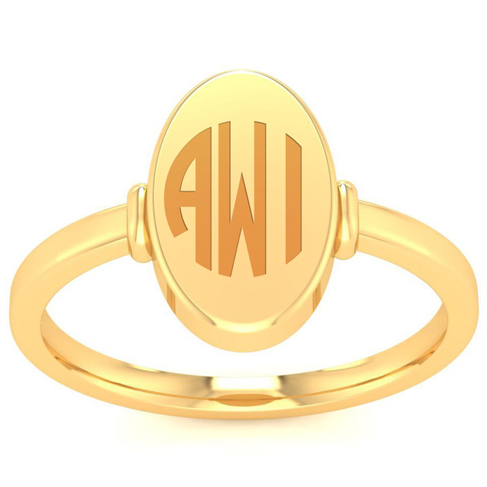 14K Yellow Gold (2.2 g) Ladies Oval Signet Ring w/ Free Custom Engraving by SuperJeweler
