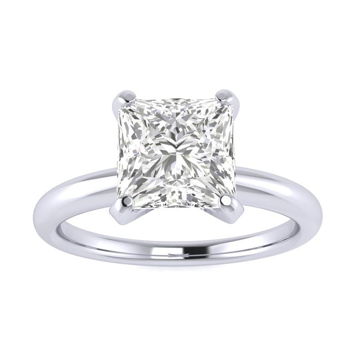 1.5 Carat Princess Cut Diamond Solitaire Engagement Ring in 14K W