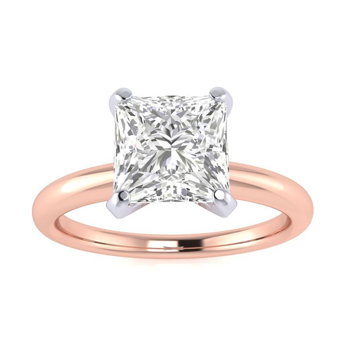 1.5 Carat Princess Cut Diamond Solitaire Engagement Ring in 14K Rose Gold  Size 5 by SuperJeweler