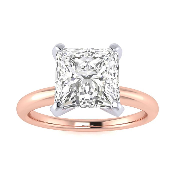 2 Carat Princess Cut Diamond Solitaire Engagement Ring in 14K Rose Gold by SuperJeweler