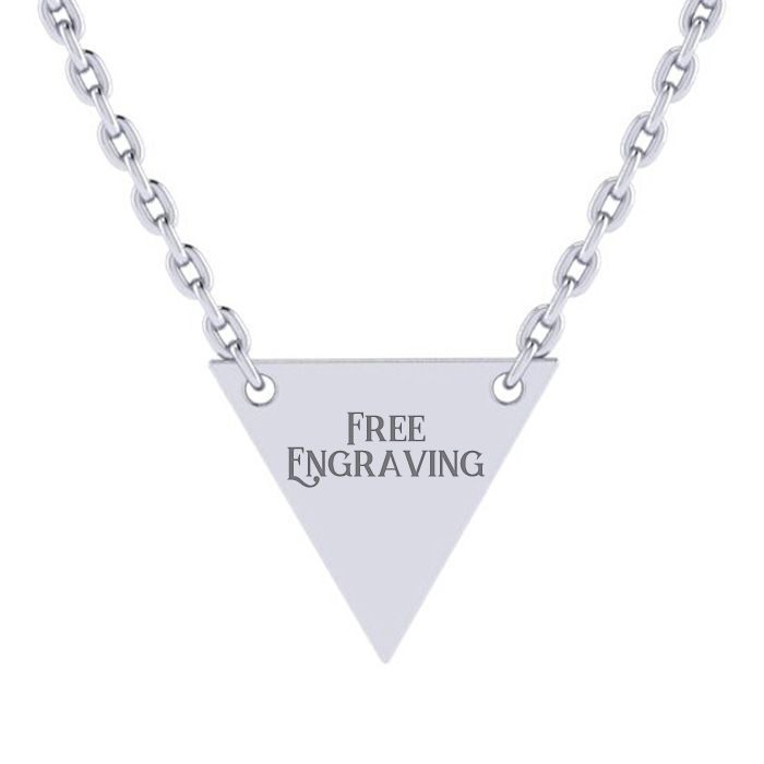 Sterling Silver Triangle Initial Necklace w/ Free Custom Engraving, 18 Inches by SuperJeweler