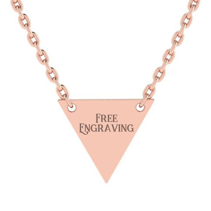 14K Rose Gold (1 gram) Over Sterling Silver Triangle Initial Necklace w/ Free Custom Engraving, 18 Inches by SuperJeweler